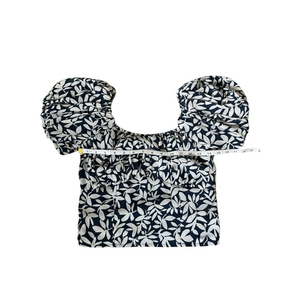 Abercrombie & Fitch Puff Sleeve Floral Vacation Crop Top Size M Beachy Resort - Picture 3 of 5